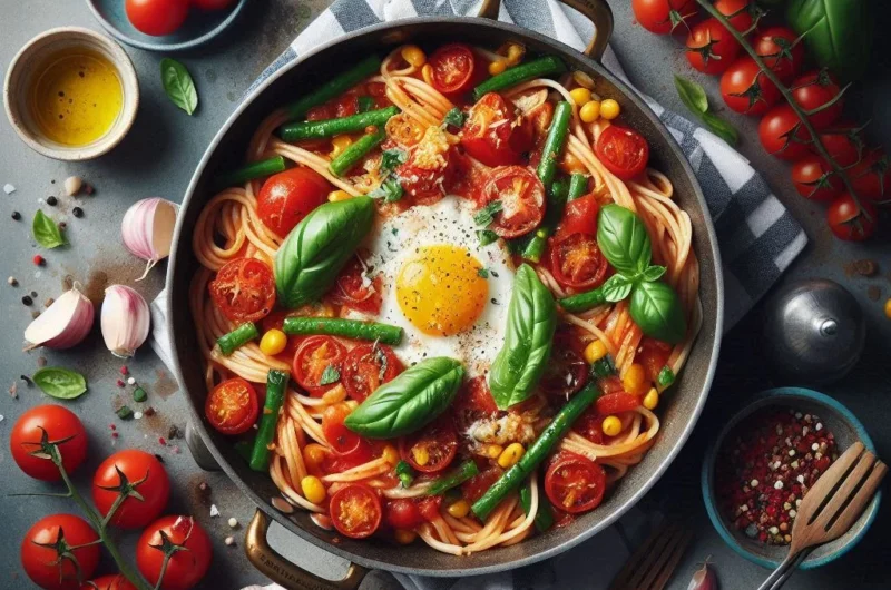 4. One-Pot Tomato Basil Pasta 🍅